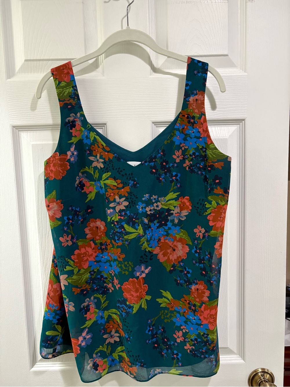 Cabi Floral Teal Sleeveless Women’s Top